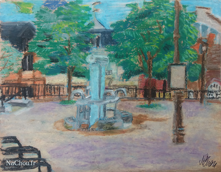 Paysage, fontaine de la place Verlaine