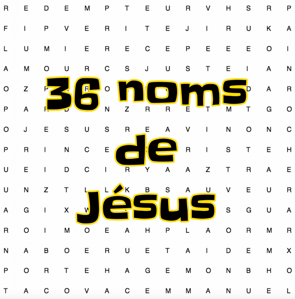 jeu en ligne mots-mêlés biblique sur Jésus en 36 noms